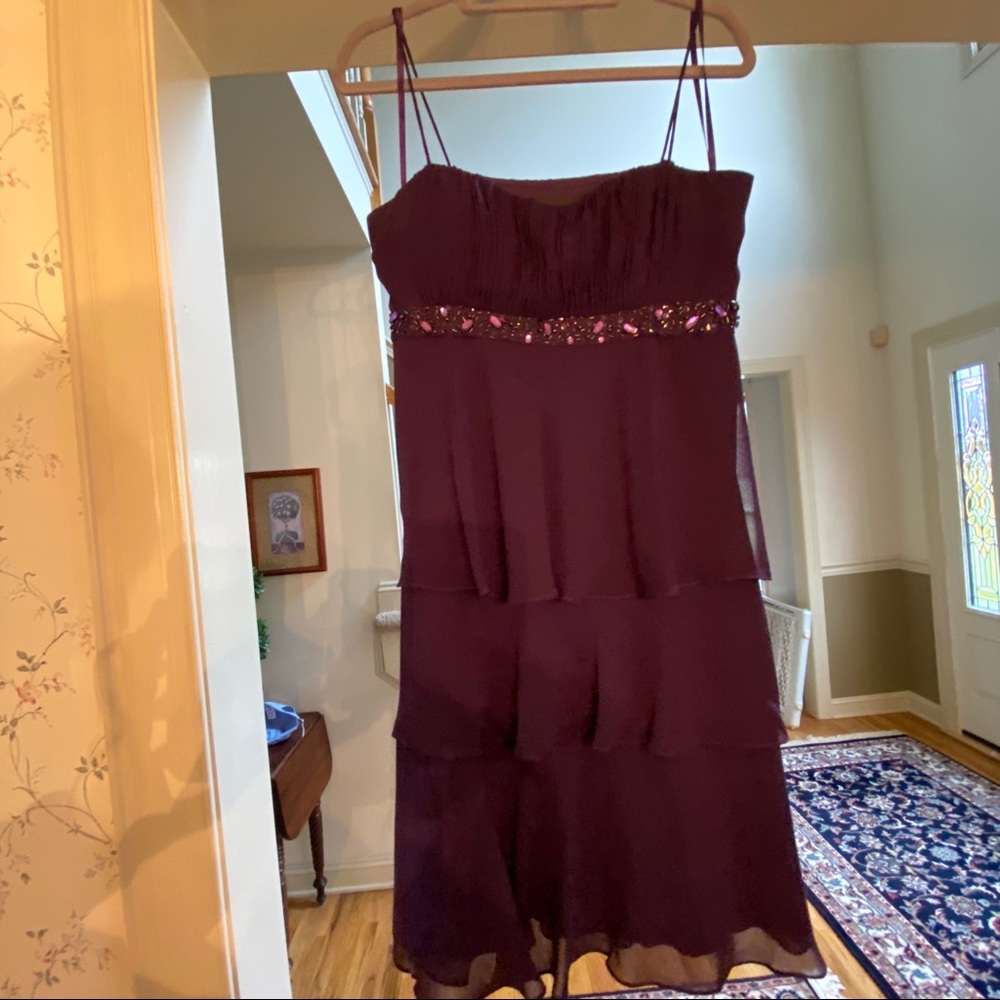 Purple Tiered Evening Dress
